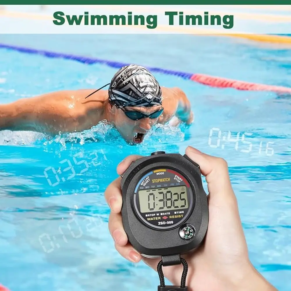 Professional Digital Stopwatch with Large LCD Screen - Durable ABS Shell, Water-Resistant, Lap Timing Function & Lanyard for Coaches, Ideal for Swimming Training, Sports & Outdoor Stopwatches & Timers, Compass-Equipped, Digital Countdown Stopwatches & Tim