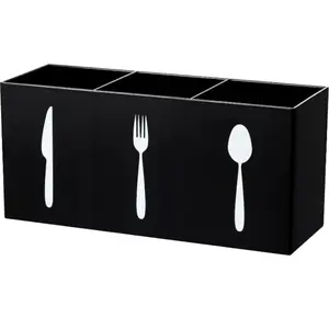 PrimPick Acrylic Cutlery Storage Organizer Bin Silverware Caddy Countertop Knife Spoon and Fork Holder Kitchen Gadgets Organizer 3 Section Tableware Storage Box for Cabinet Indoor Home Flatware Dining Room