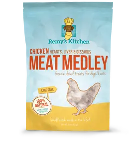Remys-Kitchen Chicken Meat Medley Freeze Dried Dog and Cat Treats - Single Source Protein, Grain-Free, No Artificial Preservatives, 3oz pet snacks