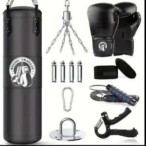 4FT Heavy Punching Bag for Adults/Kids with 12OZ Punching Gloves, Wraps, Chain, Ceiling Hook for MMA Kickboxing, Boxing Karate Muay Thai Taekwondo