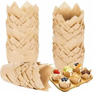 200 Pcs Up-graded Greaseproof Parchment Paper Non-Stick Standard Size Cupcake Liners Muffin Wrappers for Party Christmas Wedding Birthday