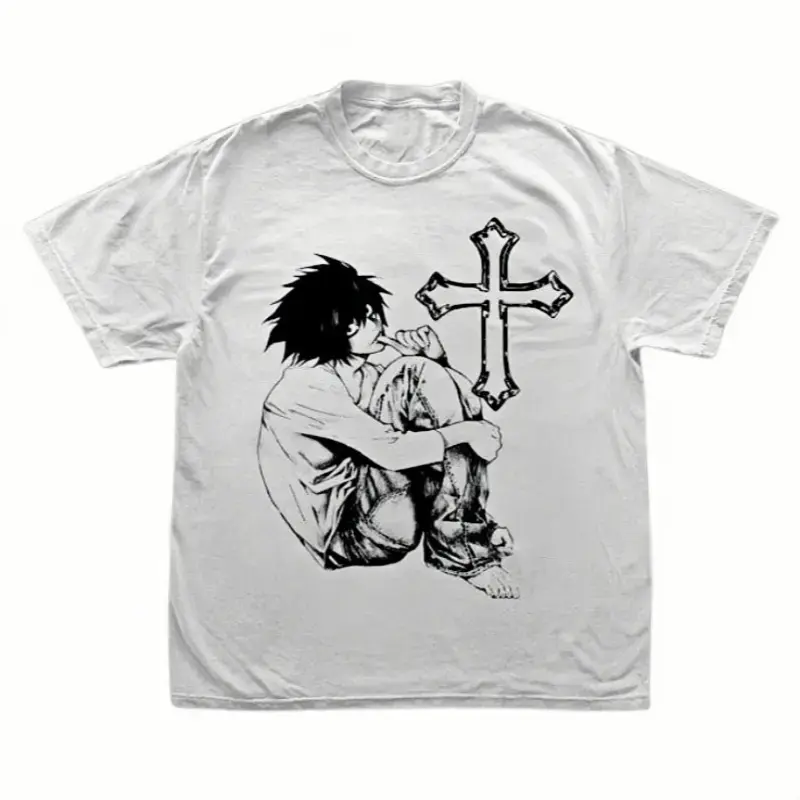 Anime Vintage Graphic Tee, L Lawliet Tee, Death Note Shirt, Manga Anime Shirt, Unisex T-Shirt, Anime Clothing Top Menswear Womenswear Streetwear.