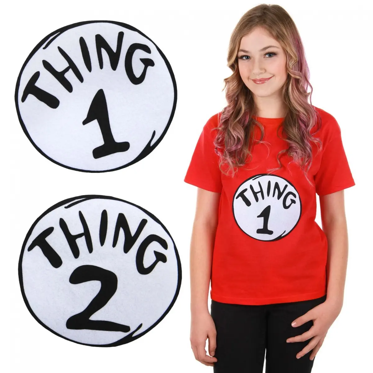212 MAIN Official Dr. Seuss Thing 1 & Thing 2 Iron-On Patch Set, 2 Patches, Polyester, Iron-On Back, Easy-Apply, Festival Accessories, Party Accessory, Two Patches