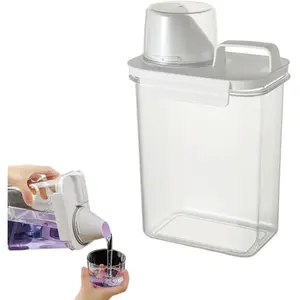 Primpick Transparent Laundry Detergent Dispenser, 60oz 1800ML Dual Seal Container, Wide Mouth Funnel Design, Leak-Proof Organizer