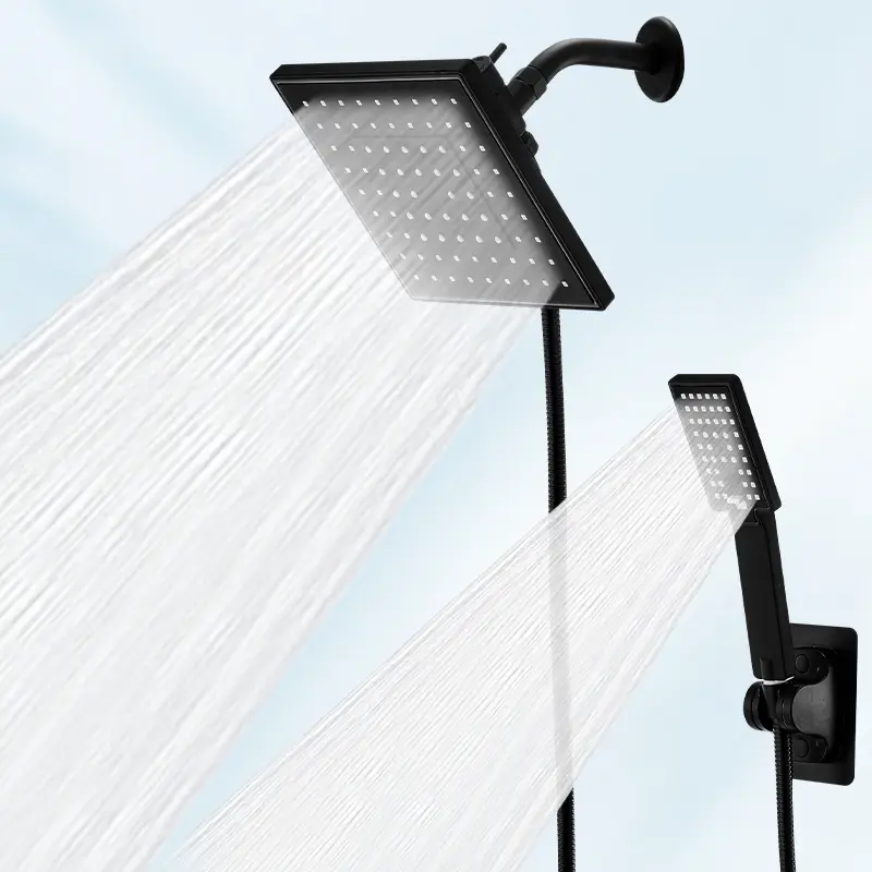 High Pressure Rain Shower Head Set with Handheld Spray, 57 Inch Hose, 3 Way Diverter Valve, Arm Holder, Adhesive Mount, Bathroom Accessories, High Pressure Showerhead, High Pressure Shower Heads