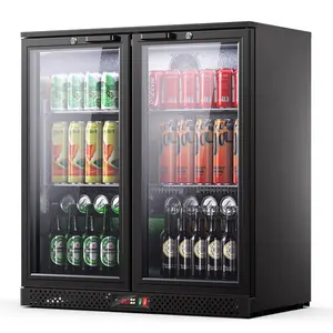 Upstreman 7.3 Cu.Ft Commercial Under Counter Back Bar Refrigerator with 2 Glass Doors, Double-Pane Low-E Glass, Lockable Fridge Refrigerator for Bars, Home, BB73 cooler
