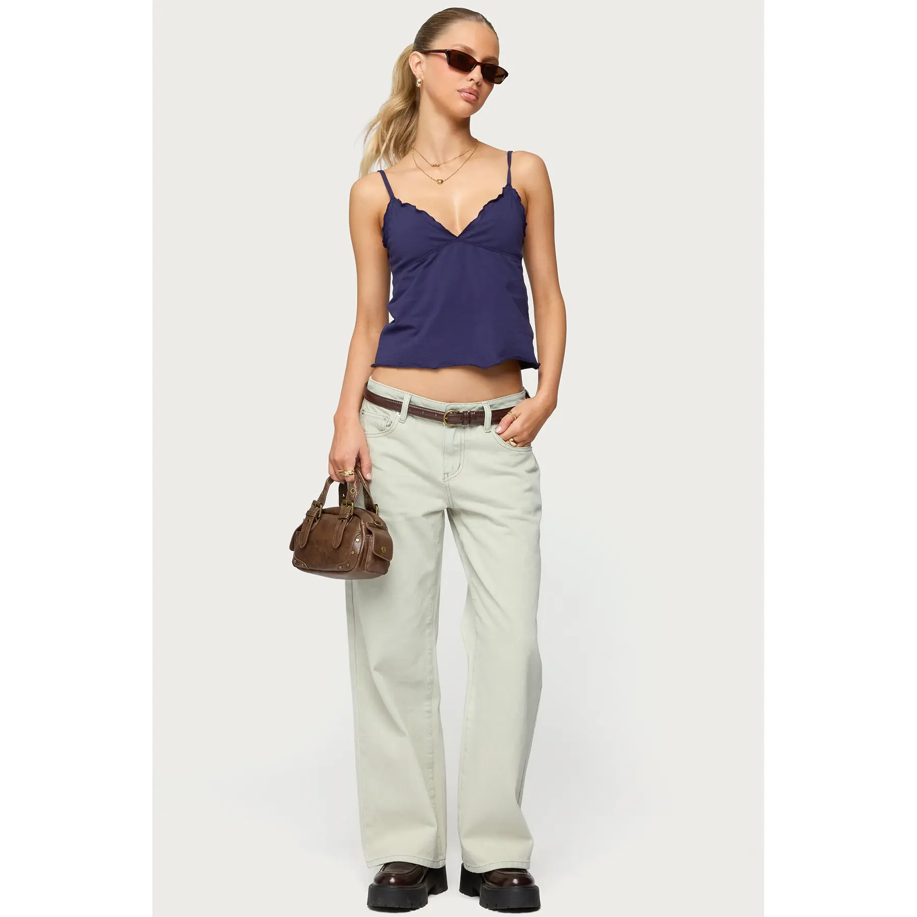 Petite Raelynn Washed Low Rise Baggy Jeans
