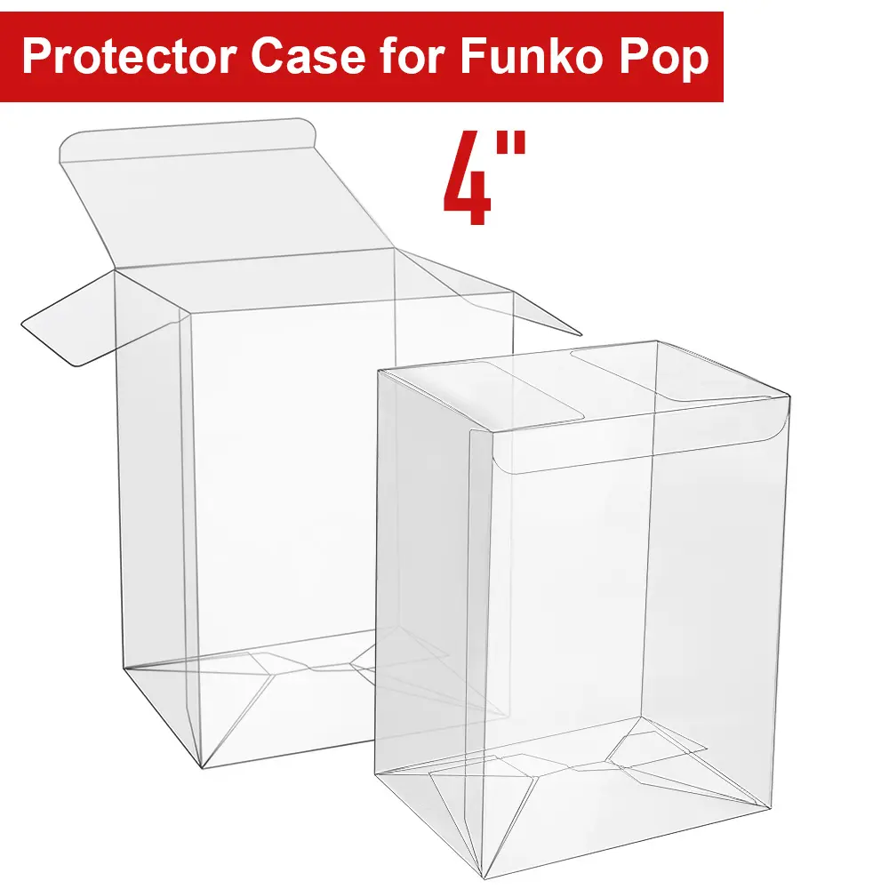 5pcs Clear Auto-Lock Bottom Protector Cases for 4"/10.16cm Funko POP Figures - Thick Storage Containers for Funko Collectors, Ideal Gift for Pop Figure Fans