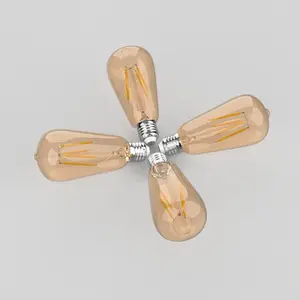 JONATHAN Y Vintage Classic Non-Dimmable ST58-4W LED Edison Bulbs with E26 Base, 80+ CRI, Warm White 2700K, 350 Lumens, Tinted Amber (Pack of 4); for Living Room,Bedroom, Kitchen, Office