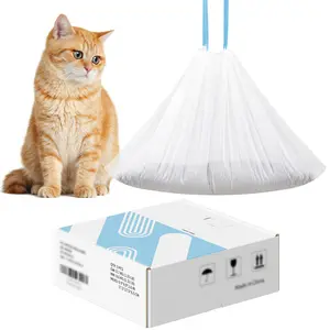 Warcat 3 Rolls Cat Litter Box Liners Drawstring Receptacles Bags 45 Count Heavy Duty Leak Proof Compatible Garbage Bags Thickened Waste Bags for Automatic Cat Litter Box February Faves