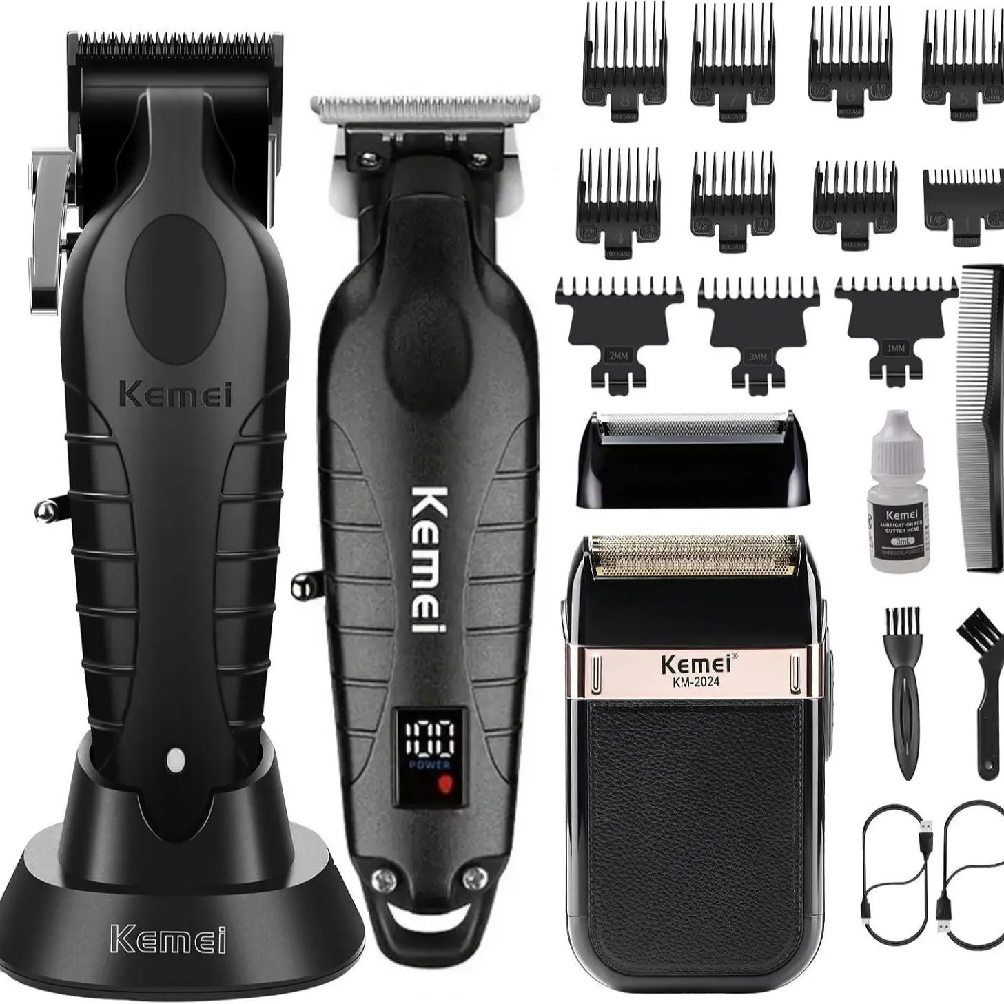 KEMEI Hair Clippers for Men, Professional Clippers and Trimmers Set, Cordless Zero Gap Trimmer for Men with LED Display, 11 Guide Combs, Mens Gifts…