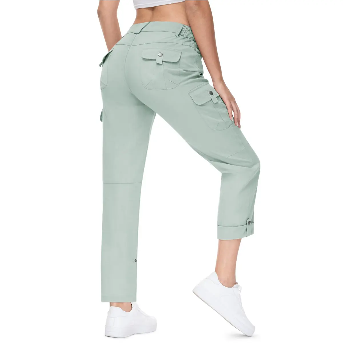Women's Hiking Pants Convertible Roll-Up Capri Quick Dry Lightweight Cargo Pockets Outdoor Work Travel Fishing