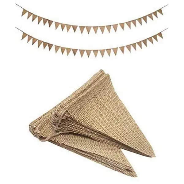 Plain Burlap Banner Flags DIY Burlap Pennant Banners for Birthday, Wedding, Graduation, Baby Shower; 30FT 30 PCs; by Mandala Crafts