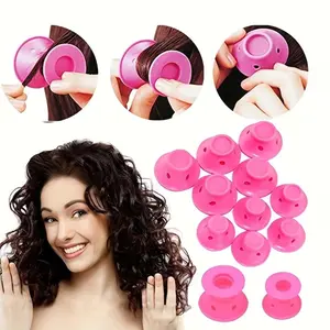 10pcs Hair Care Rollers Soft Silicone Hair Curler No Heat Heatless Curling No Clip Hair Curling Styling Tool For Curler Hair Kinky Roller Set Hair Tools