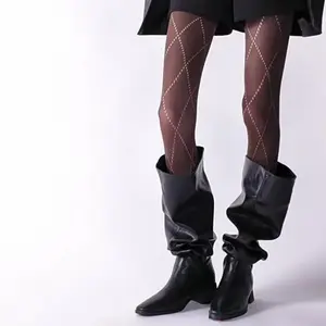 2 Pairs Women'S Sheer Tights - Y2K Retro Dance Leggings with Rhombus Cutouts, Sexy Sheer Pantyhose for Performances, Parties, Everyday Outfits - Available in Brown, Purple, - Elegant Special Line Collection, Performance Wear, Trendy Fashion