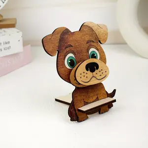 1 Pc Wooden Dog Eyeglass Holder – Cute yellow puppy glasses stand for desk. Creative animal display rack for eyewear, fun home office décor, sturdy and practical organizer, perfect gift for birthdays and daily use.