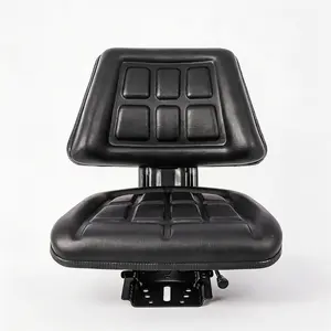Black Tractor Seat with Backrest – Comfortable Farming Vehicle Accessory with Easy Sliding Track Installation – Durable and Waterproof Polyurethane Cover – 5.9" Longitudinal Adjustment Range