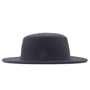 Vintage British-style Unisex High-top Fedora Gentleman's Hat Autumn Winter Large Flat-brim Knitted Warm Soft Wool Pork Pie Flat-top Boat Hat Wide-brim Style