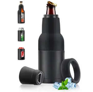 2026 Beer Keeper Bottle with Bottle Opener, 12oz Slim Can Beer Bottle Insulators, Double Wall Stainless Steel Insulated Can Cooler for Cans & Beer Bottle
