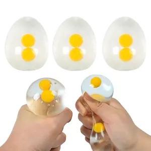 Transparent Egg Yolk Fun Squeeze Toy, Easter Basket Filler, Dual- Egg Stress Relief Toy, Perfect Gift for Kids and Adults
