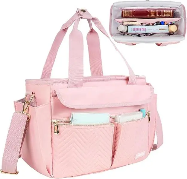 Bible Tote Bag for Women  Large Case with Shoulder Strap,Bible Carrying Case,Church Bag with Multiple Pockets for Bible Study Accessories
