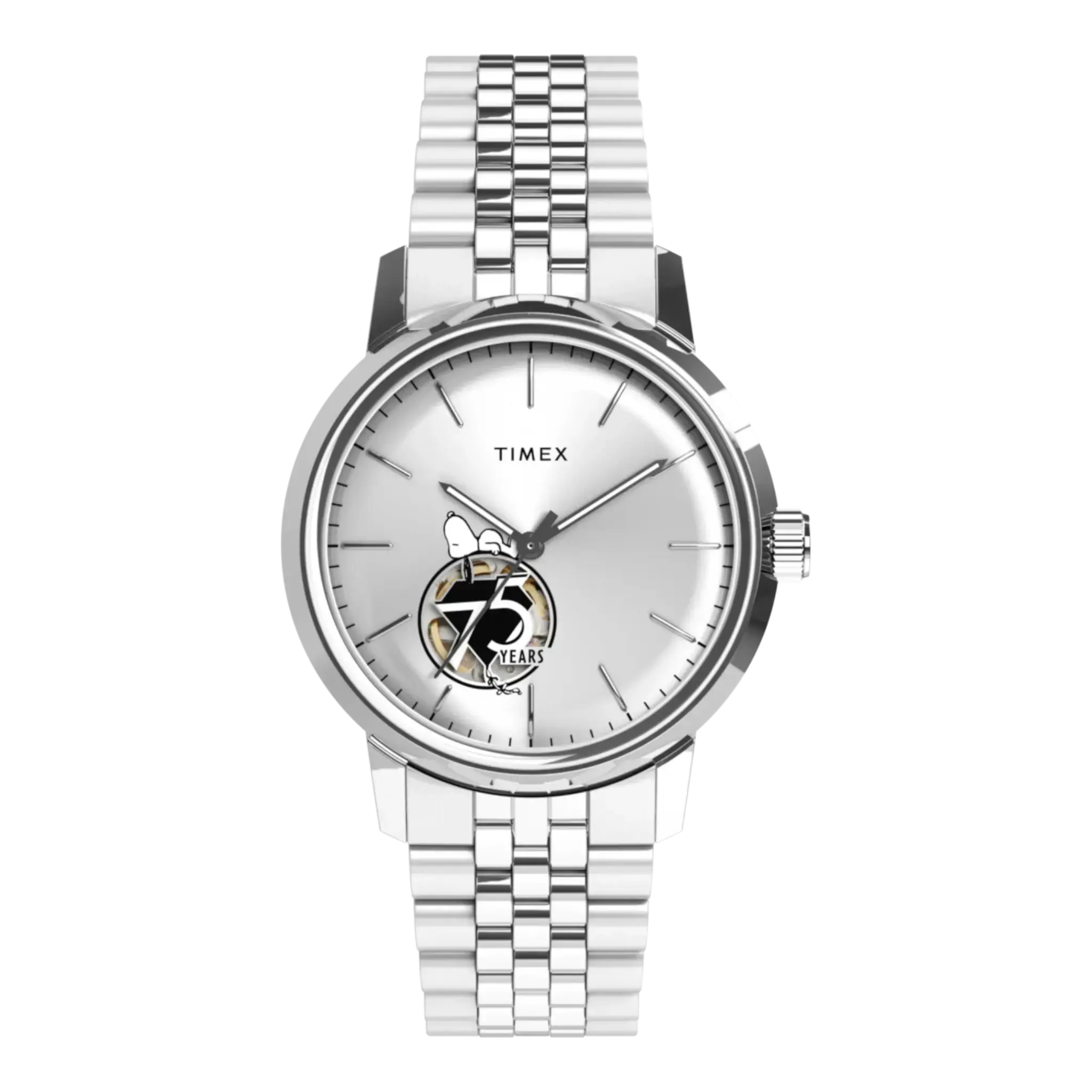 Timex x Peanuts Marlin Automatic 75th Anniversary Watch | 40mm Stainless Steel Bracelet
