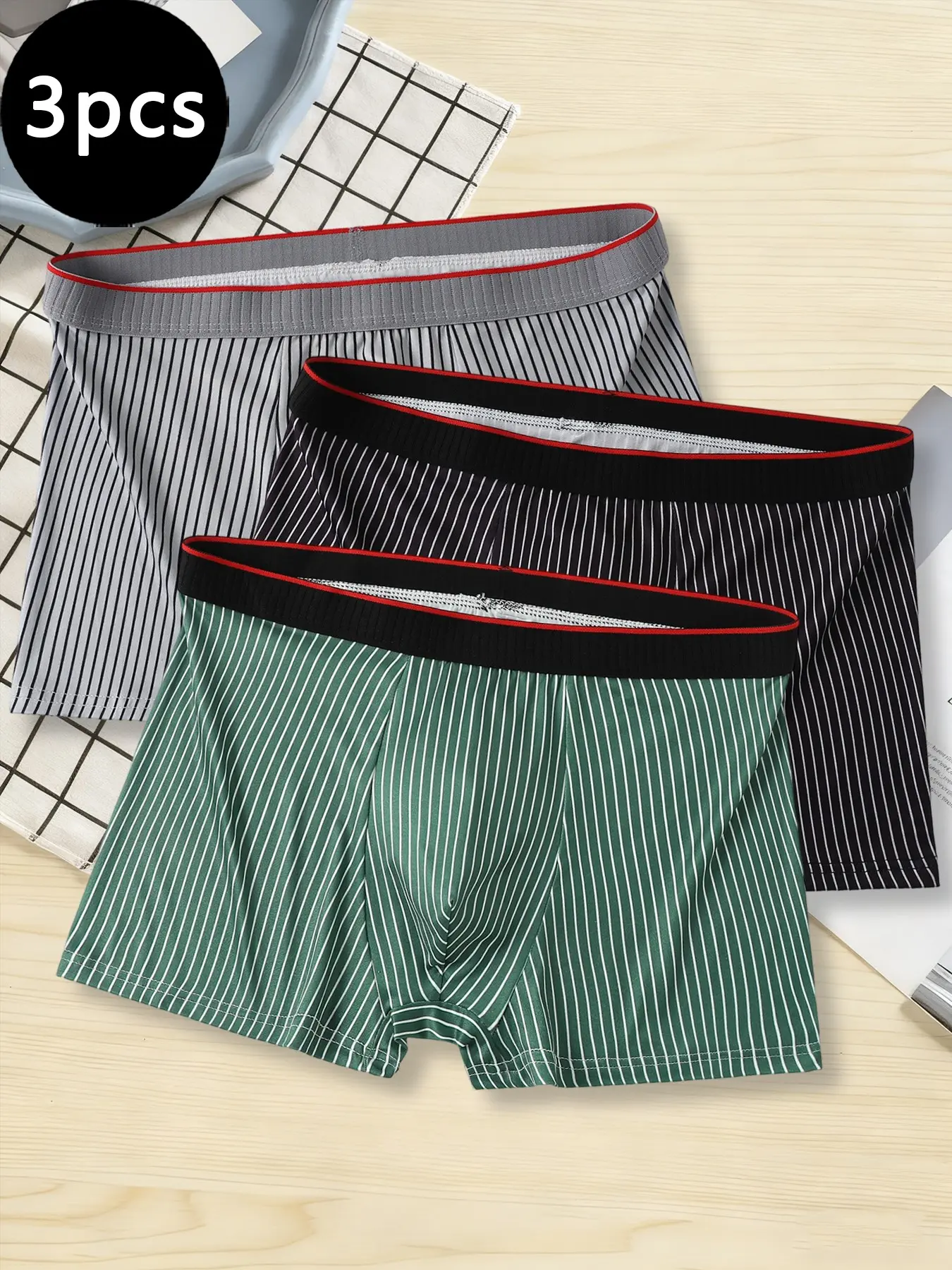 Men's Organic Cotton Underwear Set, Boxers Breathable, 3-Pack & 6-Pack, Loose Waist Design, Suitable for S to Xxl, Comfortable Fit