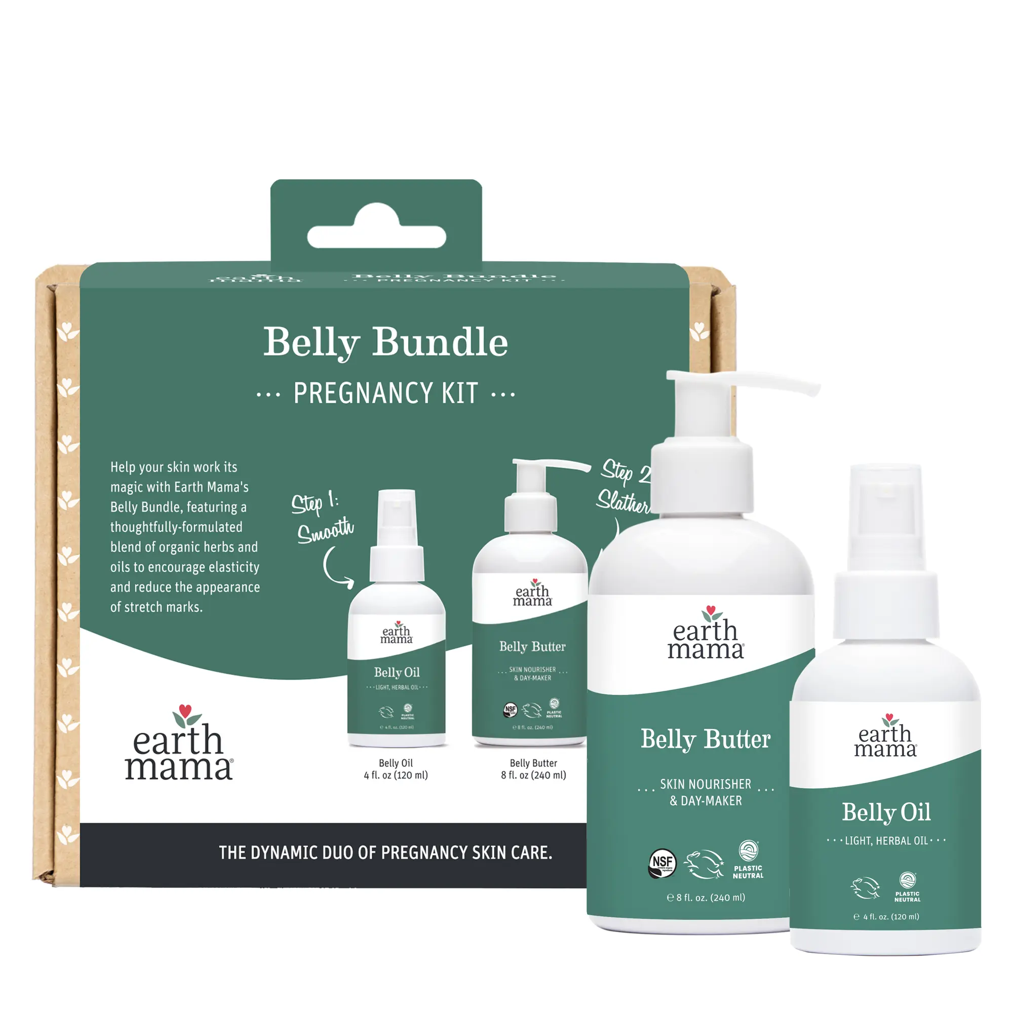 Earth Mama Belly Bundle Pregnancy Kit – Belly Butter & Belly Oil Duo – Pregnancy Skin Care – Gift-Ready Set