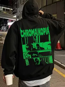💀DISTRESSED NEON CHROMAIKOPIA FITTED LONG SLEEVES CASUAL STREETWEAR SWEATSHIRT HOODIE Graphic Sweatshirts | Night-Blazing Subculture Flex🚀Faded Edges + Blinding Green – Wear Your Rebellion Under Streetlights🔥