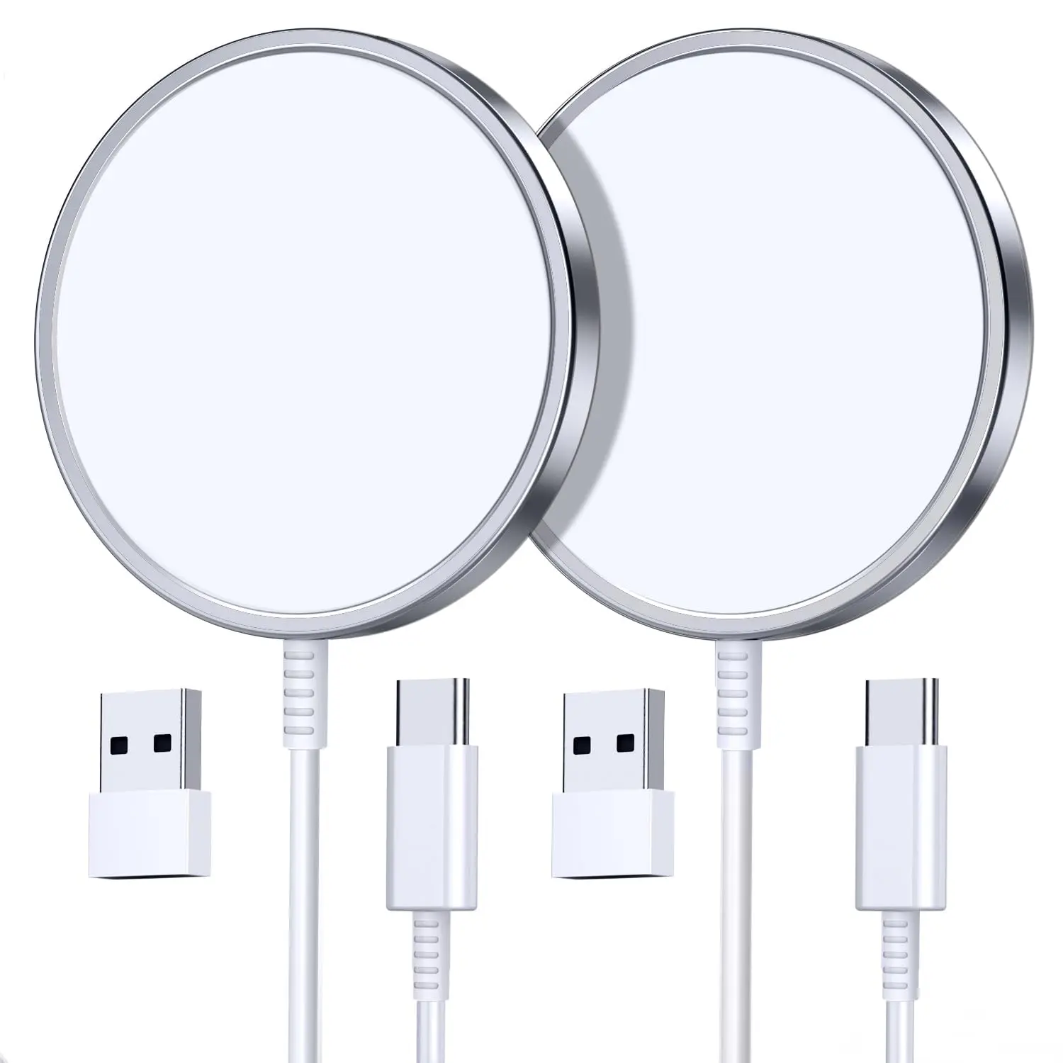 15W Fast Mag-Charger Pad  LED + Dual Ports For iPhone & AirPods
