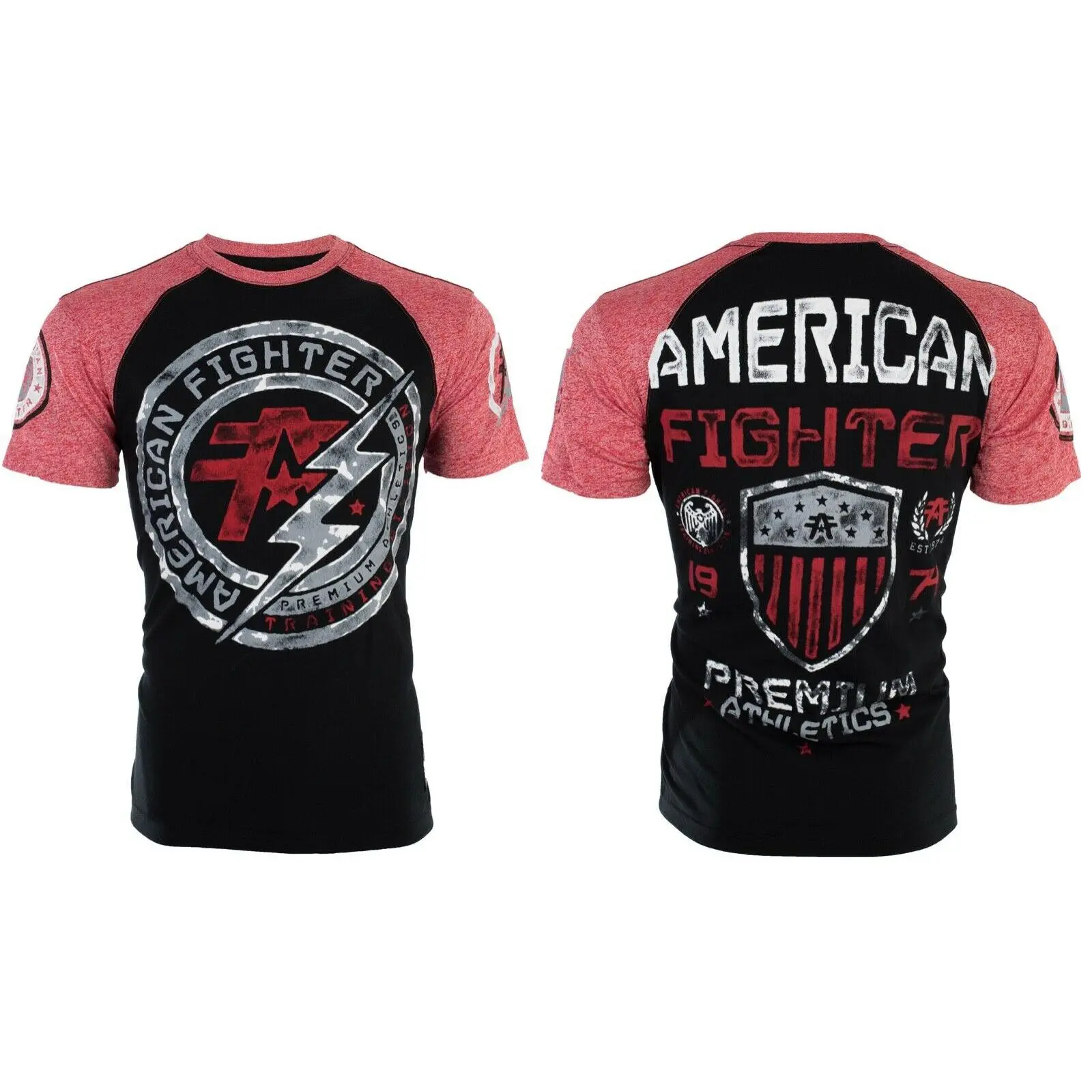 American Fighter Men's Allen Graphic T-Shirt - Menswear Crewneck Round Neck Short-Sleeve Top, Casual Cotton Fabric with Front & Back Printed Design, Refer to Sizing Chart