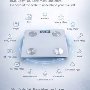 FRCOLOR Smart Digital Bathroom Weighing Scales with Body Fat & Water Weight Bluetooth BMI Electronic Analyzer Machine 400lb Capacity