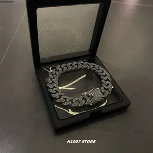 2026 New Alloy Jewelry Cuban Bracelet Electroplated Full Diamond Zinc Alloy European and American Hip Hop Men's Jewelry