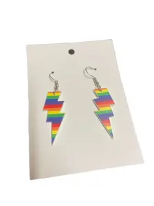 Rainbow Lightning Bolt Earrings, Acrylic Rainbow Earrings, LGBTQ+ Jewelry, Gay Pride