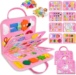 Busy Board Montessori Toys for Toddler Girl Birthday Gifts, Busy Book Sensory Learning Toys for Toddlers, Educational Activities Airplane Car Travel Toy for Girls