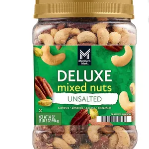 Deluxe Unsalted Mixed Nuts 34 oz Jar - Includes Cashews Almonds Pecans & Pistachios