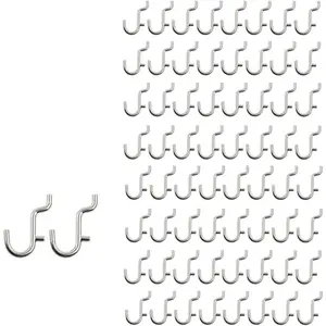 100PCS Metal Pegboard J Hook Accessories Peg Board Wall Display Assortment for Jewelry Organizer Hanging Tools