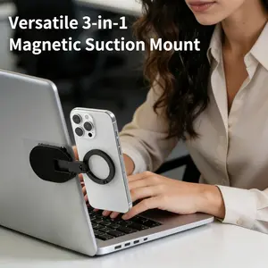 Multifunctional mobile phone holder - suction cup magnetic mount - hiking clip mobile phone holder - folding rotating car-mounted mobile phone support frame