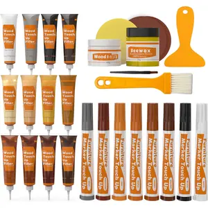 Furniture Repair Kit- Set of 28 - Touch Up Markers, Fillers with  Putty - Repair Scratch, Cracks, Hole, Discoloration for Wooden Door, Floor, Table, Cabinet