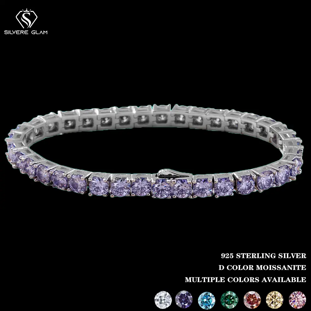TY Moissanite Tennis Bracelet 925 Silver Hidden Clasp GRA Certified Lab Diamond 18k Wedding Bracelets for Women and Men