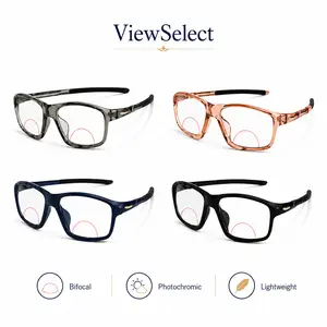 ViewSelect Bifocal Photochromic Reading Glasses for Men Women, Light Adaptive Readers with Clear Top Distance Lens, Lower Reading Zone, Lightweight Outdoor Sun Readers