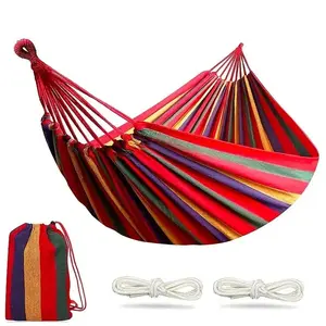 Outdoor Garden Camping Hammock with Tree Straps, Durable Portable Hammock with Travel Bag, Travel Hammock for Camping & Backyard Use, Stripe Pattern Hammock