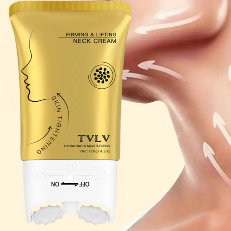 Neck Massage Firming Moisturizer Cream, Rollerball Accelerates Absorption, Hydrating Gentle Nourishing Deep Moisturizing Body Care Cream with Hyaluronic Acid, Squalane, Niacinamide, Beauty Products