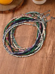 Natural Crystal Stone Beaded Necklace for Men and Women, Stylish Collar Chain Gift for Friends, Durable Tpu Chain Material, Unique Crystals