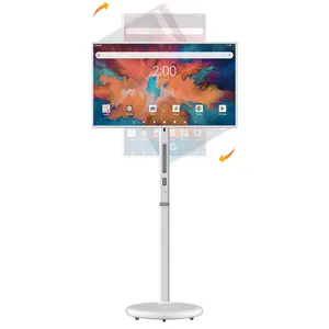 32" Portable Smart TV on Wheels, 1080P FHD Rolling TV with Rotatable Touch Screen, Android OS 13, 8GRAM+128G Storage, Camera and Stand, Voice Control, Full Rotation Mobile TV for Home, Outdoors