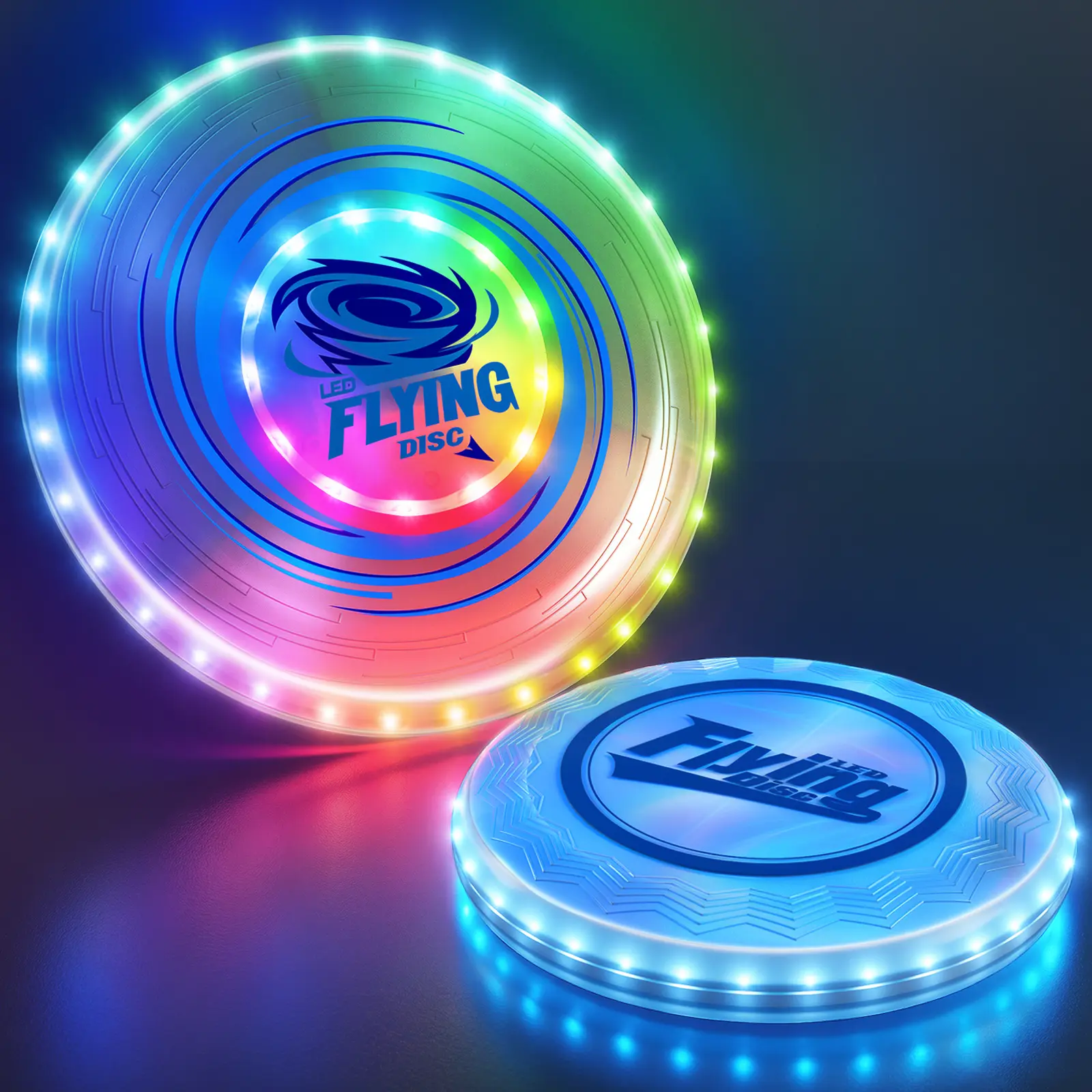 2 Pack Light up Flying Discs for Kids, 45 LEDs, 14 Lighting Modes, Rechargeable Glow in The Dark Flying Ring for Beach, Camping, Outdoor Game, Sport Toys for Teens Boys Girls Adult