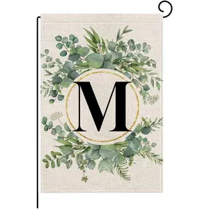Letter M Floral Garden Flag 12x18 Inch Double Sided Outside Outdoor Family Last Name Initial Yard Flag (M)