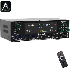 Upgraded Power Amplifier 5.1-Channel Home Karaoke Stereo Subwoofer Amplifier with Remote Control - Bluetooth, Mic Inputs&USB/SD Playback