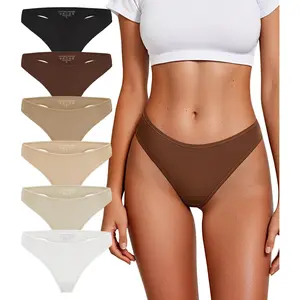 Women's Low Waist T-back Thongs - Daily Wear/Active Use - Breathable Seamless Stretch Soft Panties (6 Pack) Bikini Lingerie