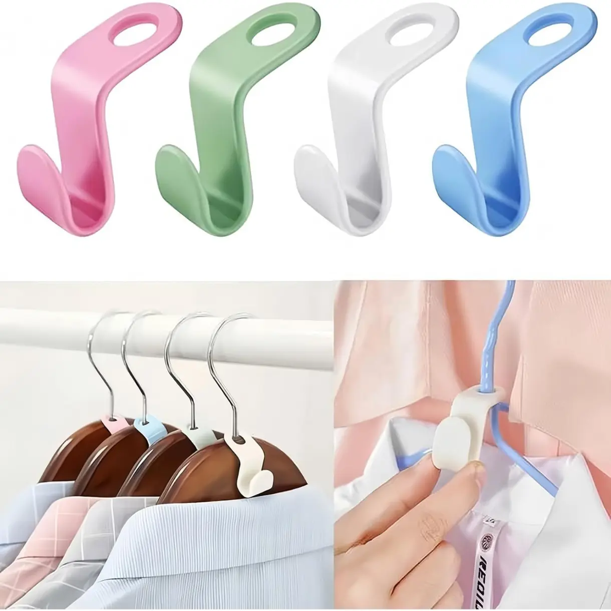 50pcs Space Saving Hanger Hooks, Polypropylene, 5KG Max Capacity, White Closet Hangers for Clothes (50PCS) Organiser Hanging